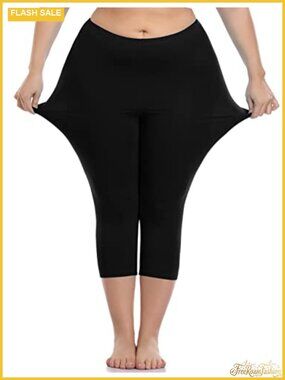 Plus Size Capri Leggings High Waisted Yoga Pants Crop Soft Stretch